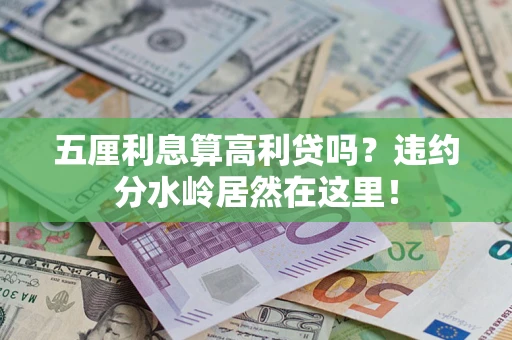 武汉五厘利息算高利贷吗？违约分水岭居然在这里！