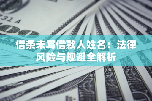 武汉借条未写借款人姓名：法律风险与规避全解析